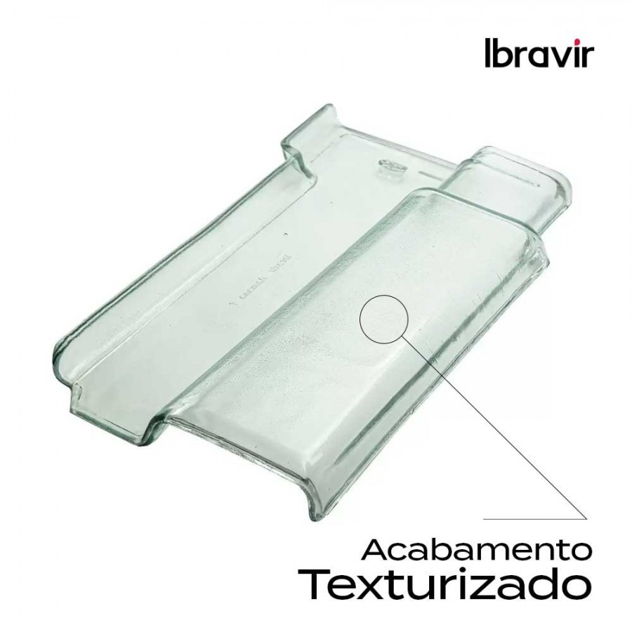 Telha de Vidro Romana Texturizada - 40x21,5cm Translúcida Ibravir