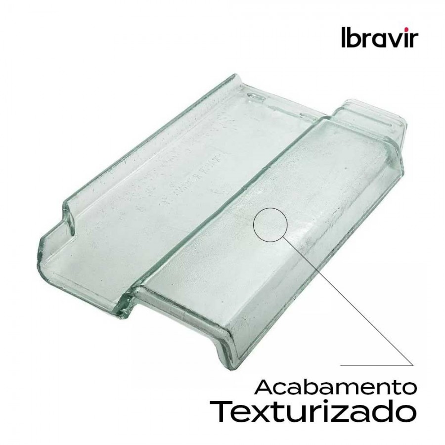 Telha de Vidro Romana Texturizada T10 - 46,5x28cm Translúcida Ibravir Telha de Vidro Romana Texturizada T10 - 46,5x28cm Translúcida Ibravir