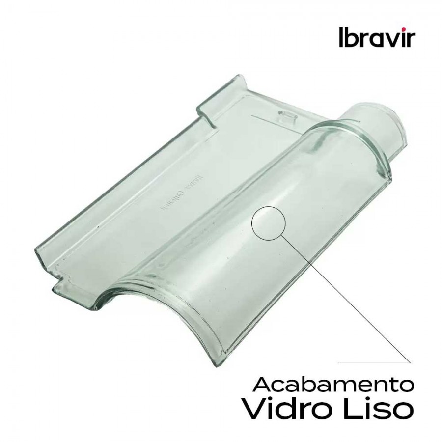Telha de Vidro Portuguesa Capanal Lisa - 40x21,5cm Translúcida Ibravir