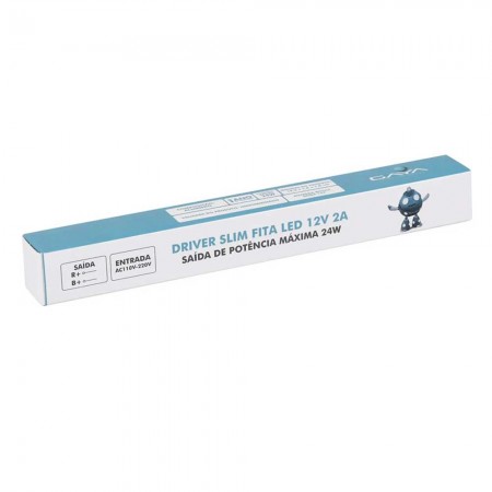Driver Slim p/ Fita LED - Saída 12V 2A - Potência Máx. 24W - Bivolt - Gaya Ref 1170